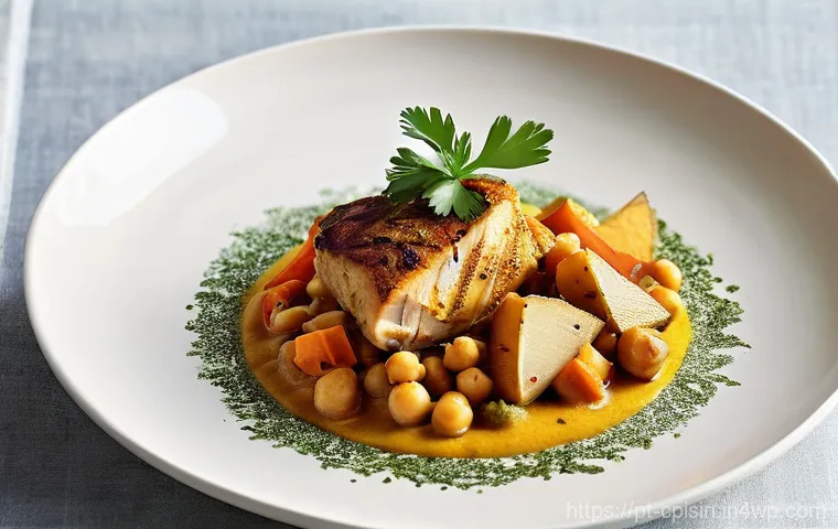 퓨전 요리의 영양 균형 맞추기 - **Prompt:** A beautifully plated, close-up shot of a sophisticated plant-based fusion meal. The dish... 퓨전 요리의 영양 균형 맞추기 - **Prompt:** A beautifully plated, close-up shot of a sophisticated plant-based fusion meal. The dish...