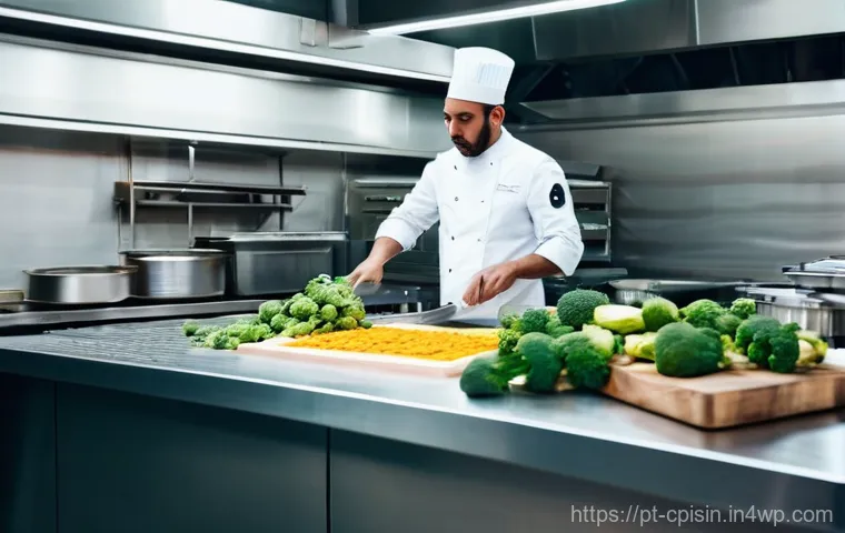 퓨전 요리의 지속 가능성 평가하기 - **Prompt:** A vibrant, close-up shot of a Portuguese chef (in a traditional white chef's jacket and ...