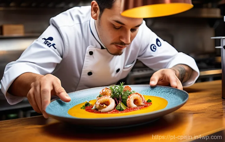 퓨전 요리의 경험 마케팅 전략 - **Prompt 2: Portuguese-Asian Ambiance**
    "An atmospheric, medium-shot view inside a chic and cont...