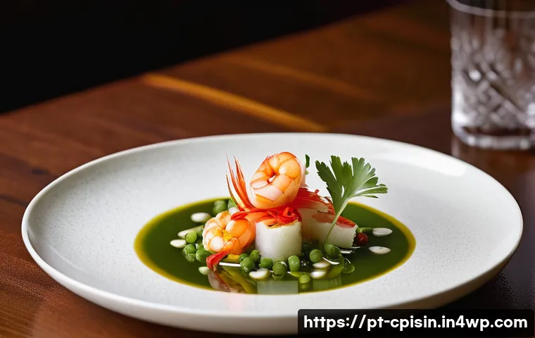 퓨전 요리의 트렌드 예측과 준비 - **A Redefined Fusion Culinary Experience in Lisbon**
A high-angle, close-up shot of an exquisite...
